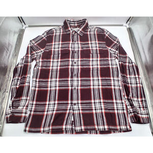 American Eagle Men’s Medium Burgundy Plaid Flannel Button Up Shirt Cotton